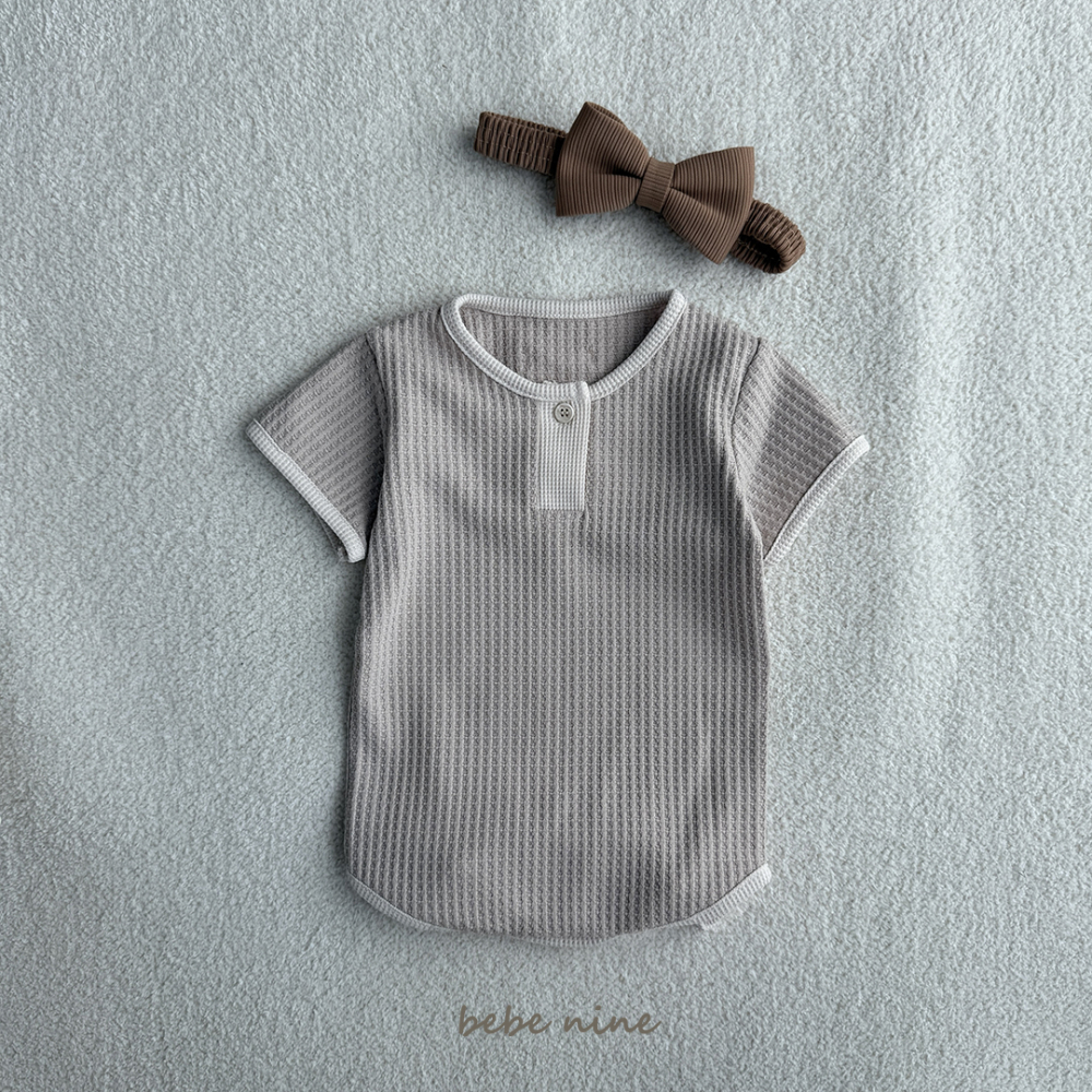 bebe nine-華夫格包屁衣