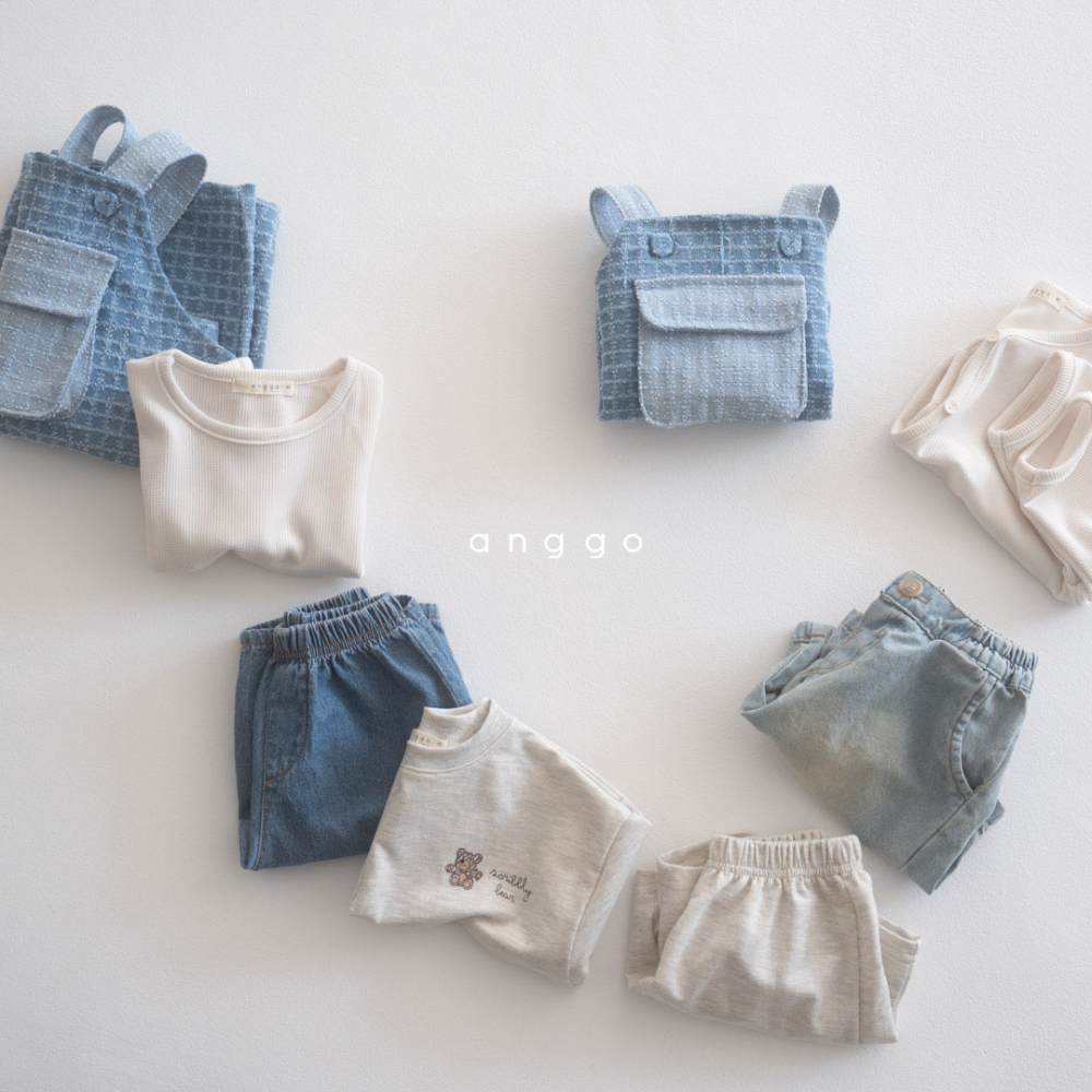 anggo-牛仔格線包屁衣