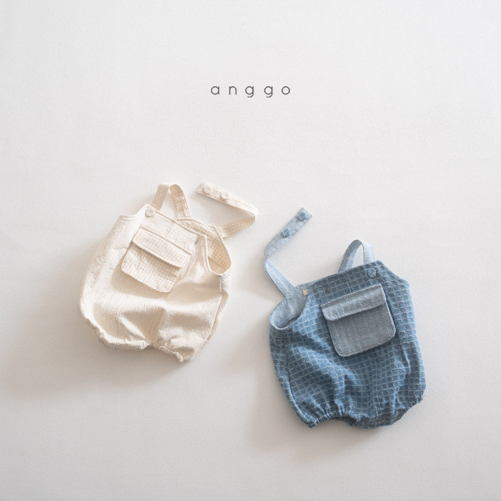 anggo-牛仔格線包屁衣