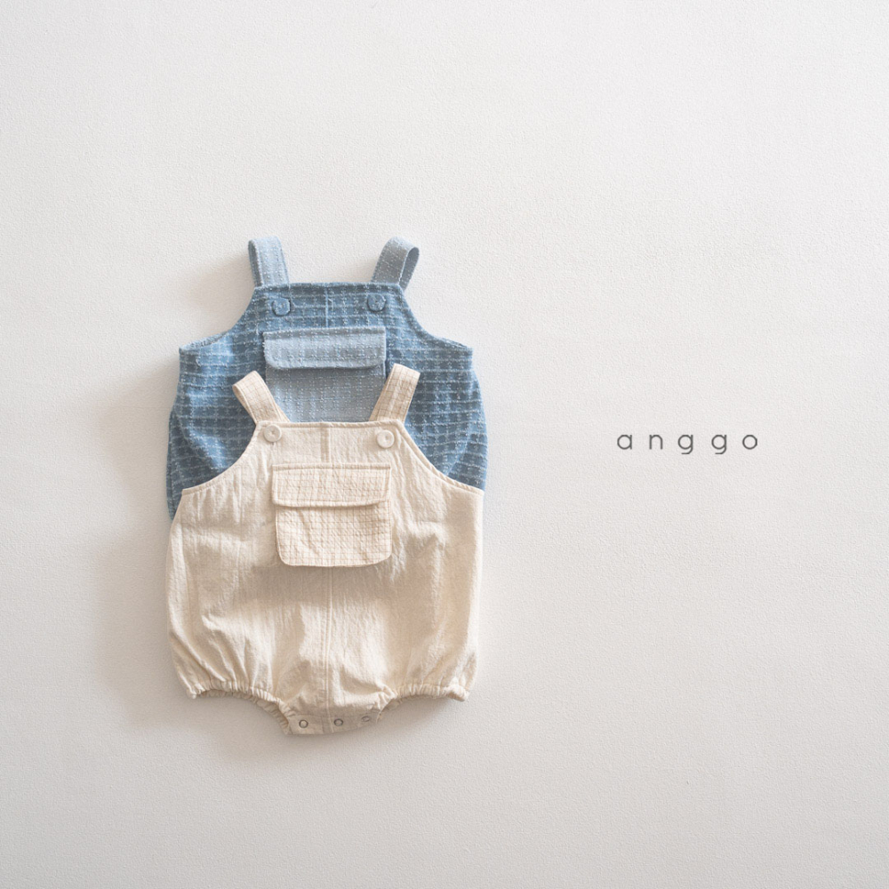 anggo-牛仔格線包屁衣