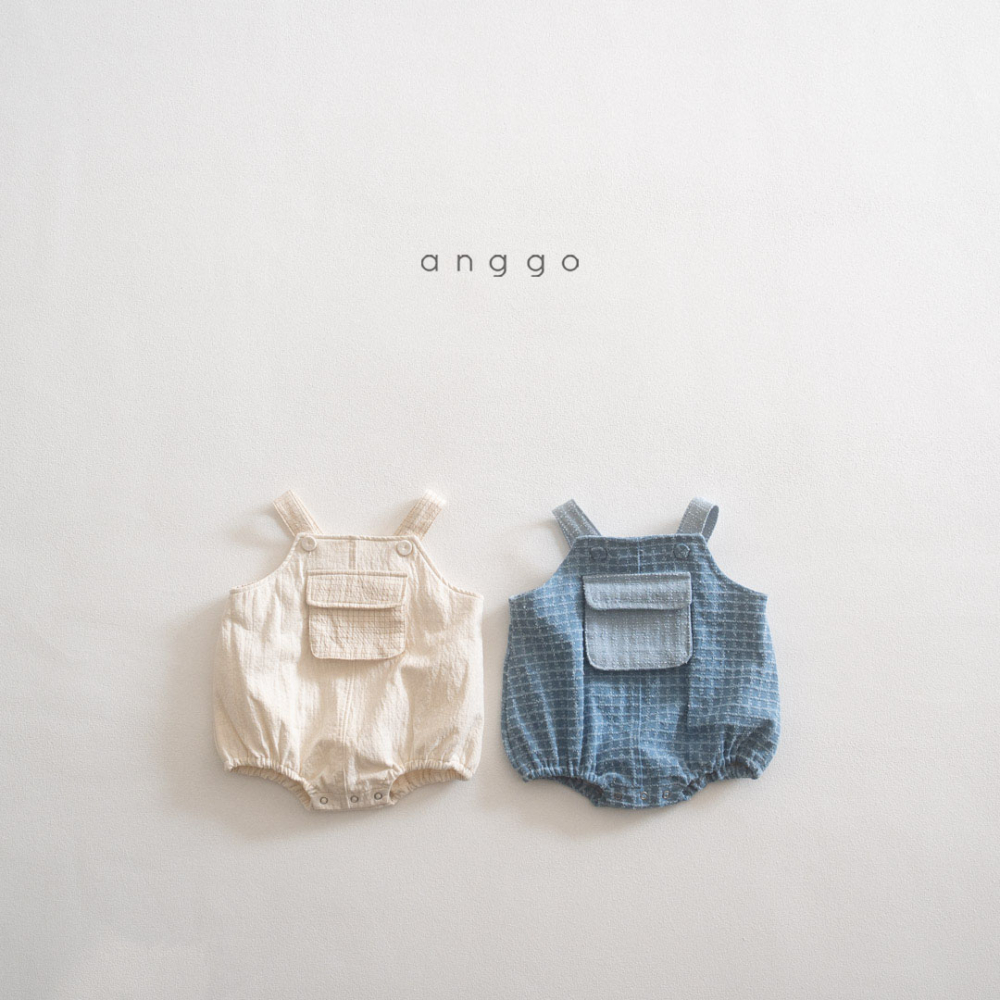 anggo-牛仔格線包屁衣