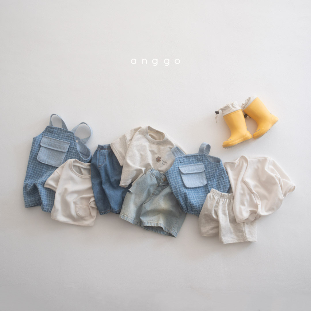 anggo-牛仔格線包屁衣