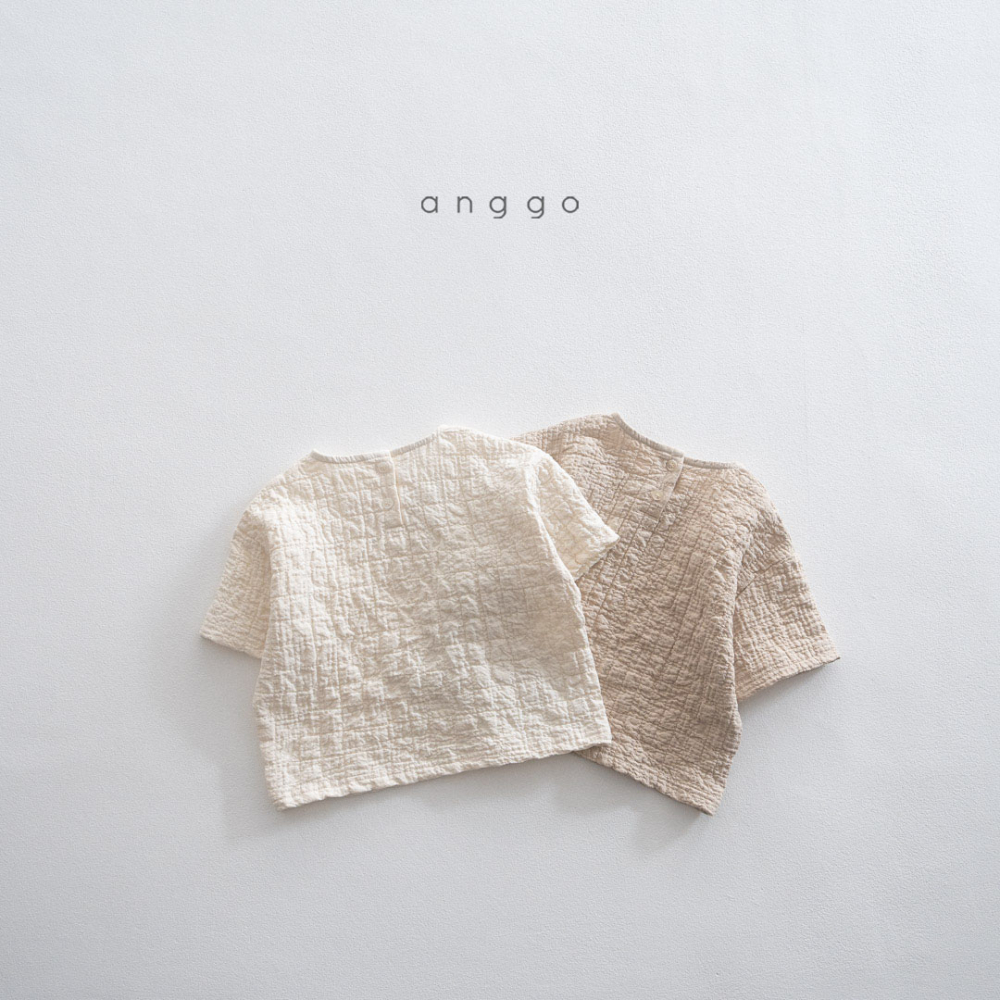 anggo-泡芙格子短袖上衣