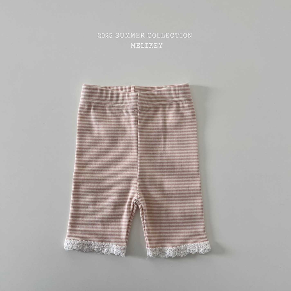 MELIKEY-蕾絲條紋緊身褲