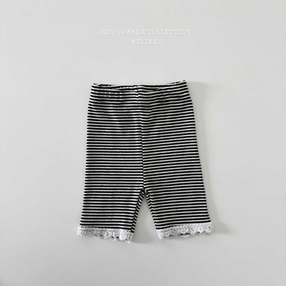 MELIKEY-蕾絲條紋緊身褲