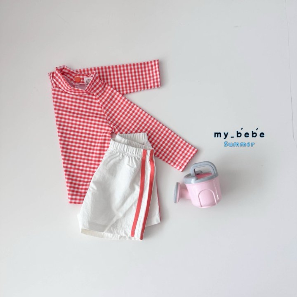 my bebe-格紋邊條兩件式泳裝