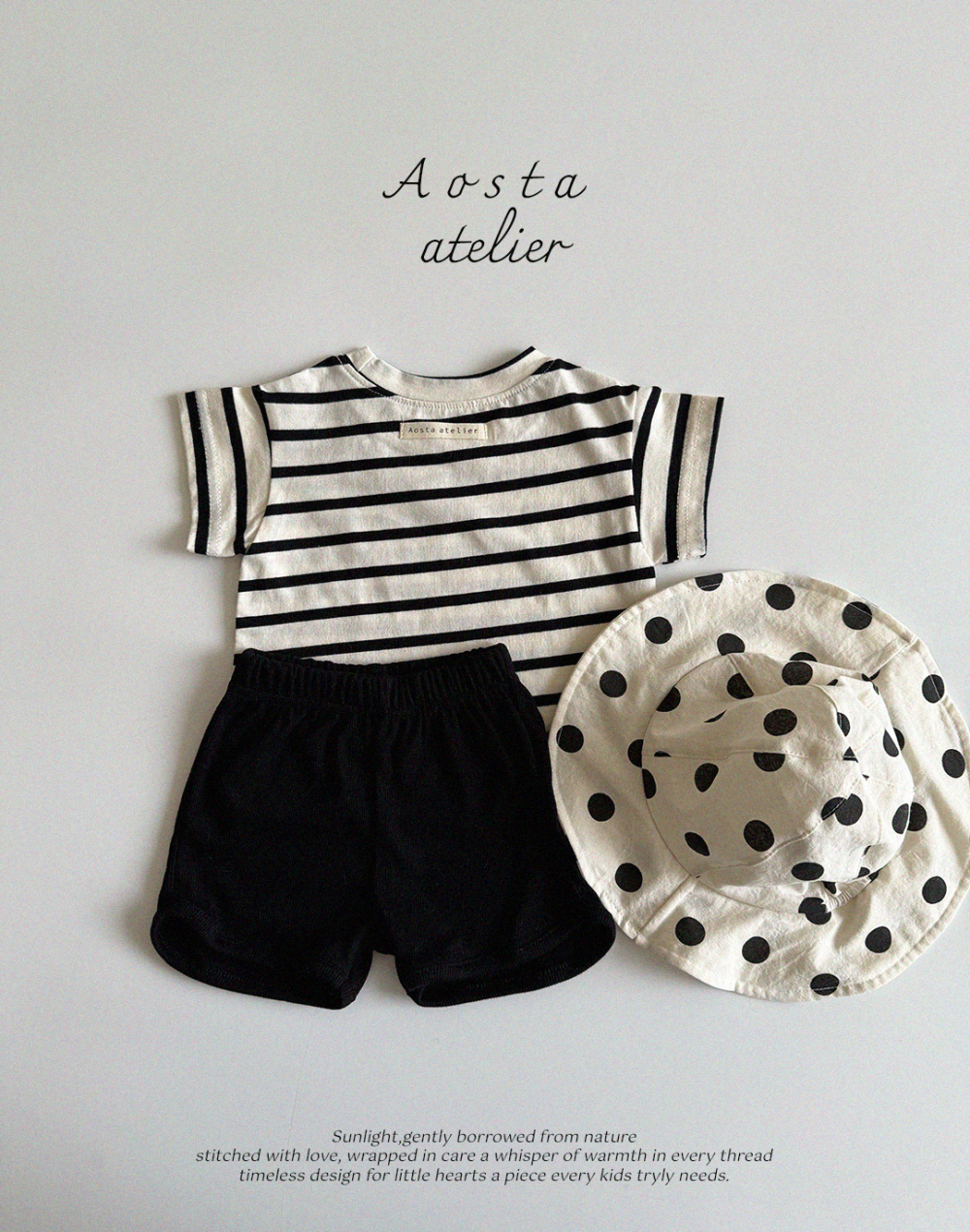 Aosta-基本款條紋短Tee