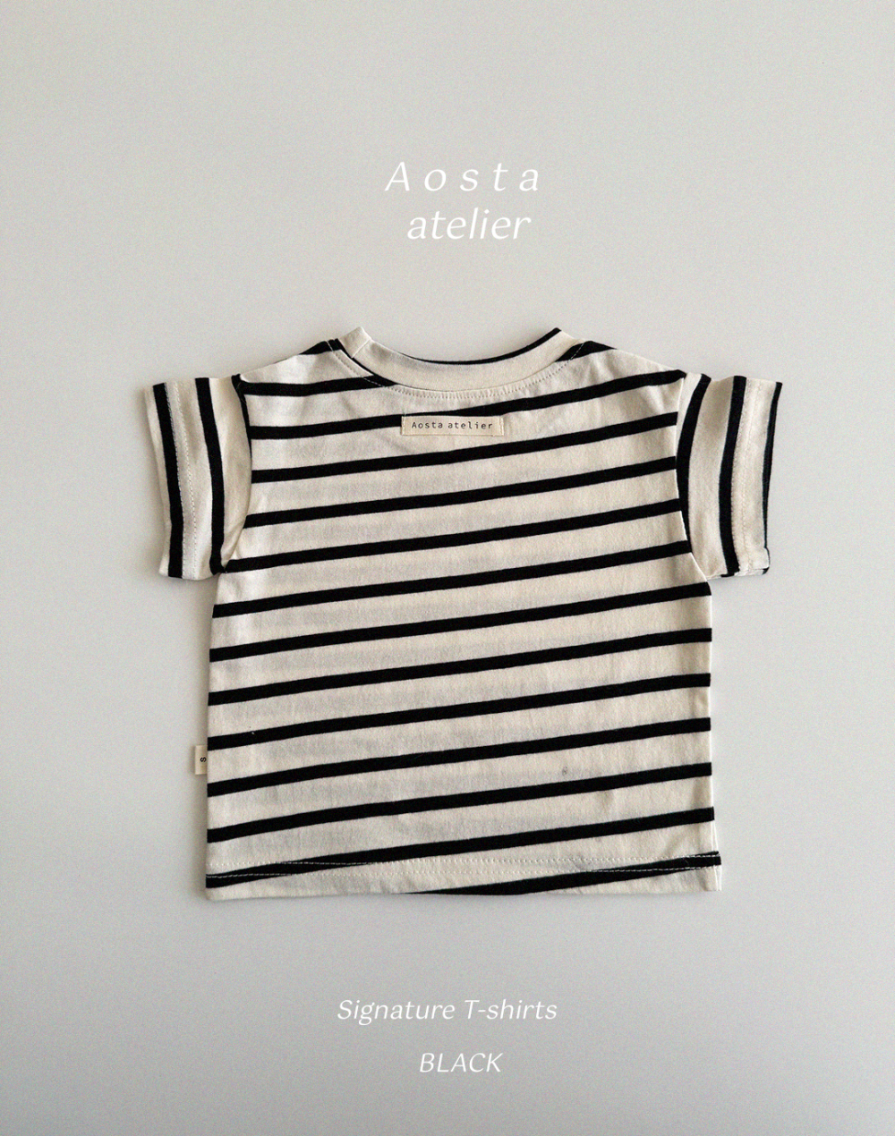 Aosta-基本款條紋短Tee