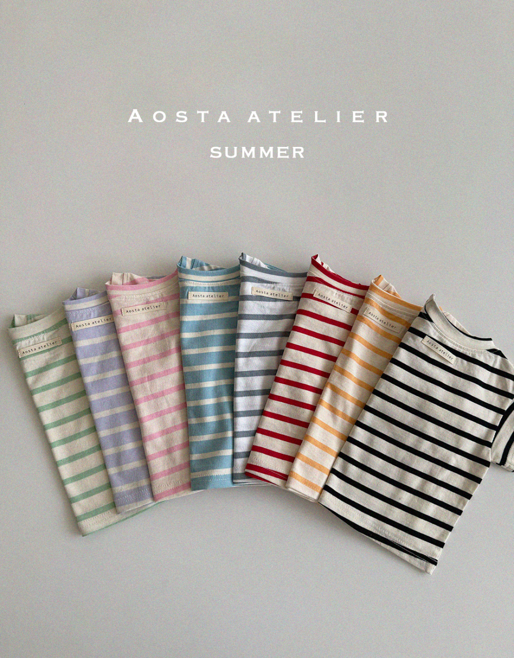 Aosta-基本款條紋短Tee