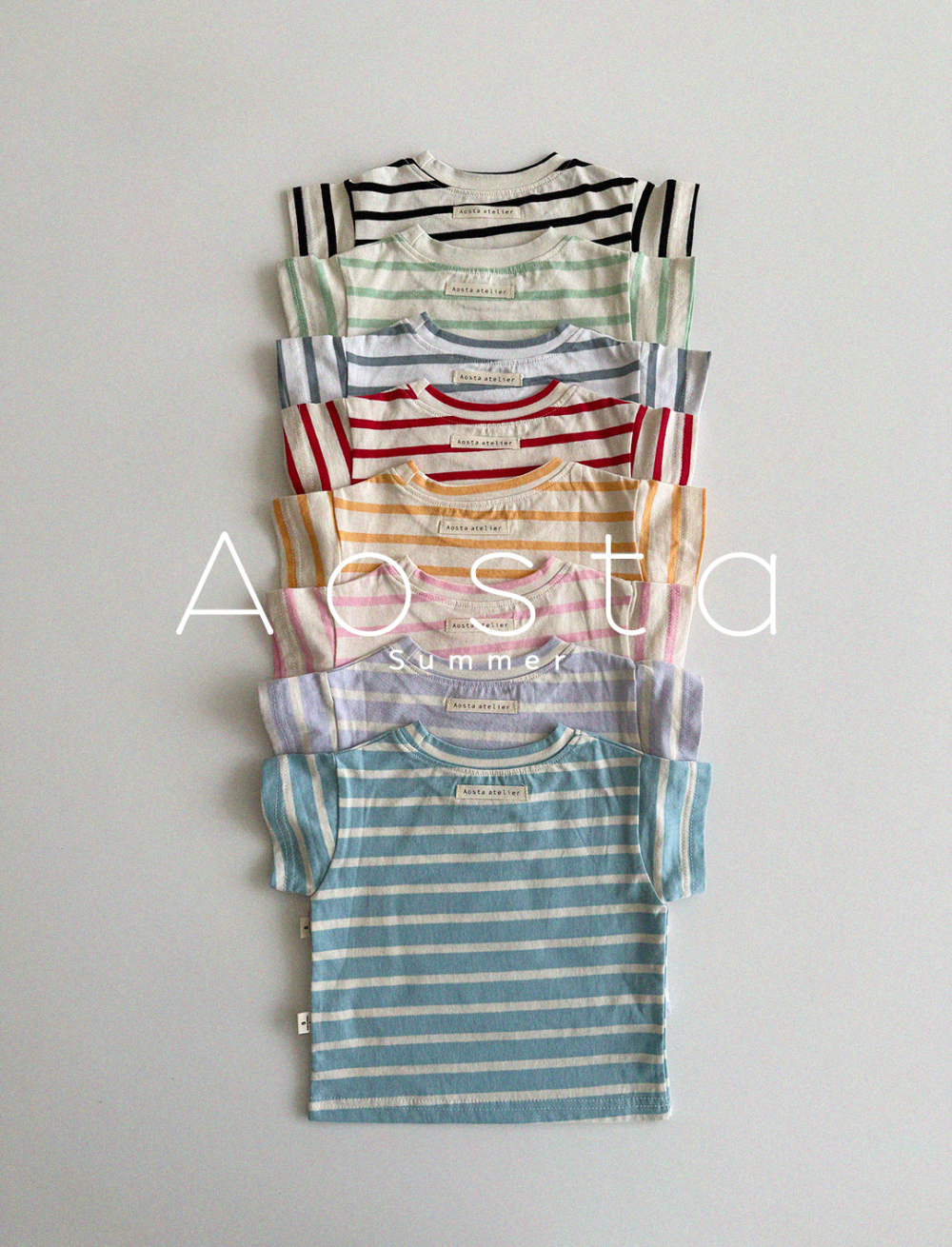 Aosta-基本款條紋短Tee