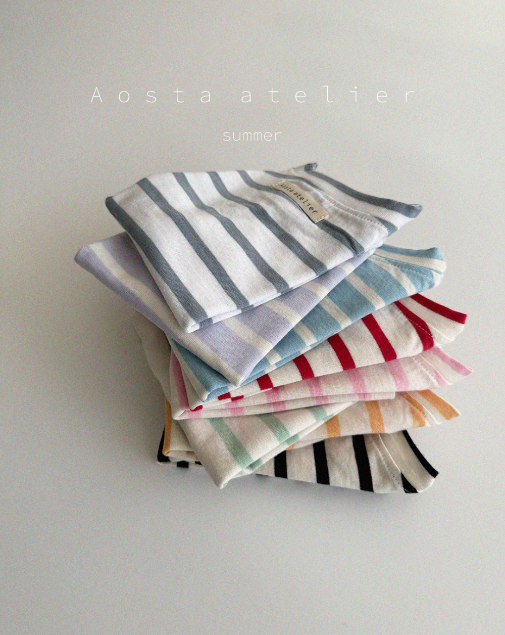 Aosta-基本款條紋短Tee