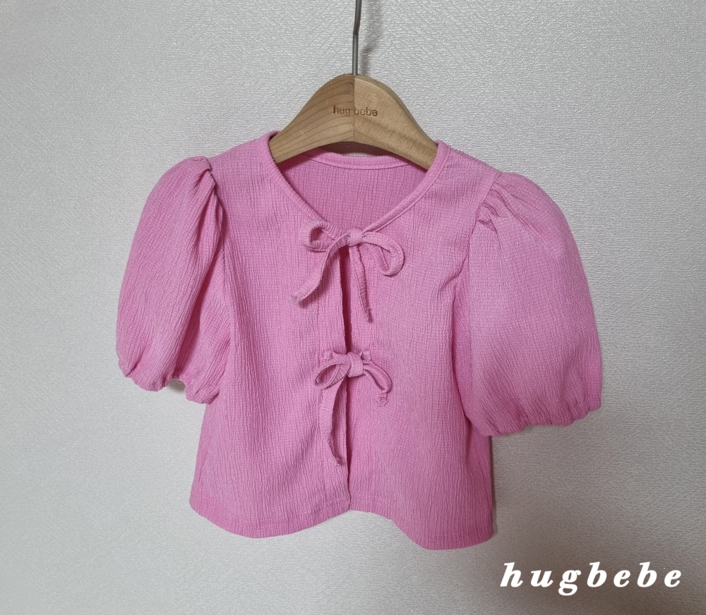 hug bebe-綁帶泡泡袖上衣