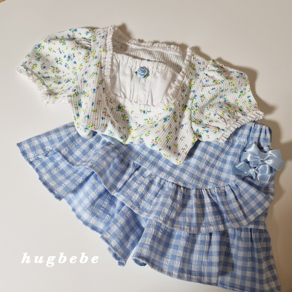 hug bebe-碎花蕾絲領邊上衣