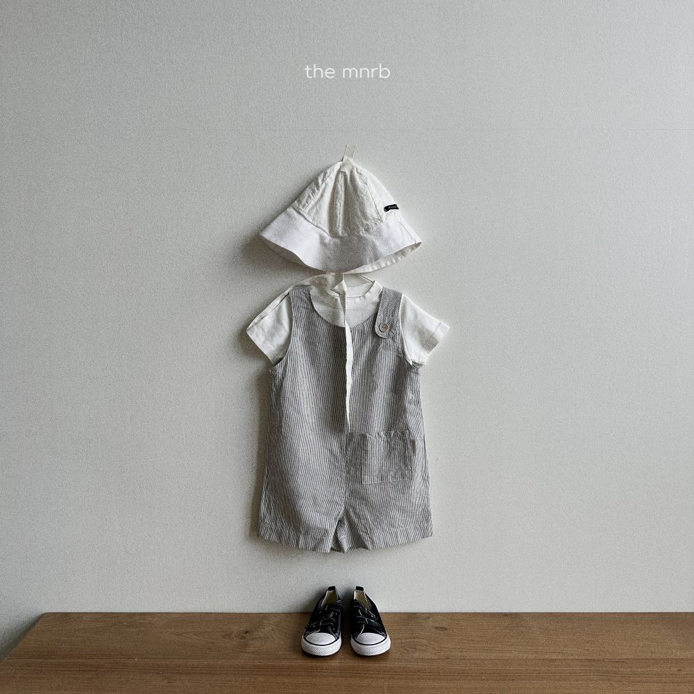 MINI ROBE-條紋口袋連身短褲