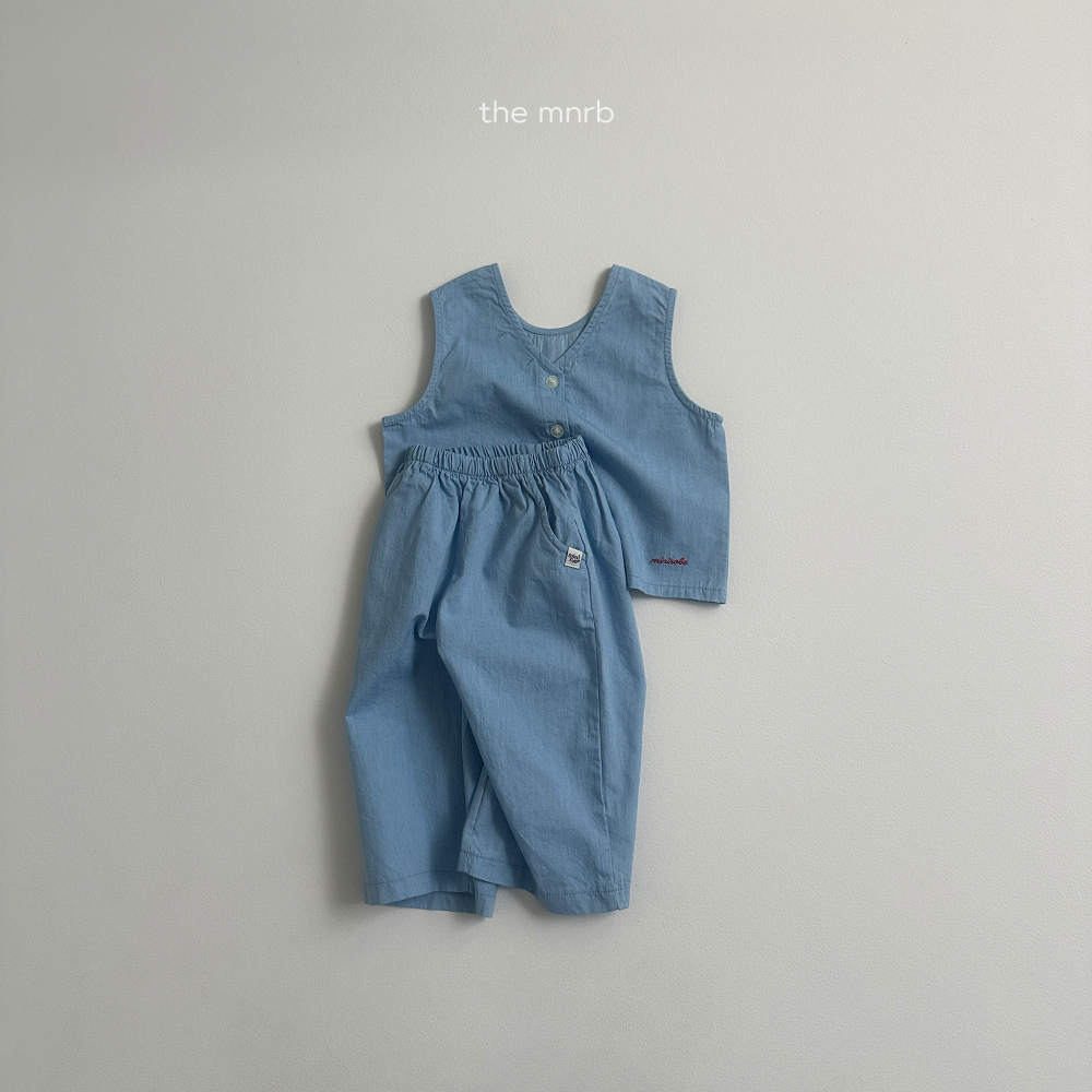 MINI ROBE-藍色排扣背心