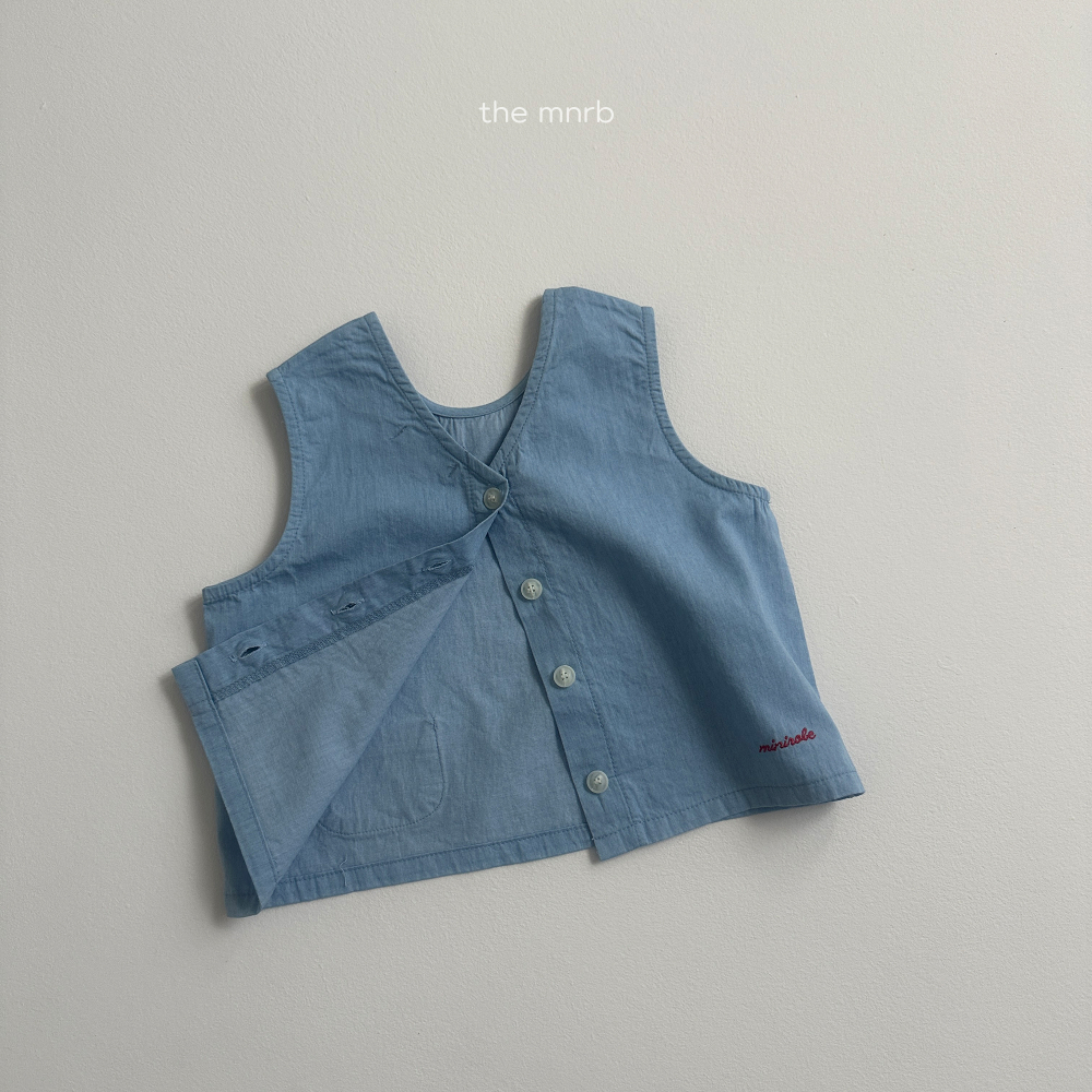MINI ROBE-藍色排扣背心