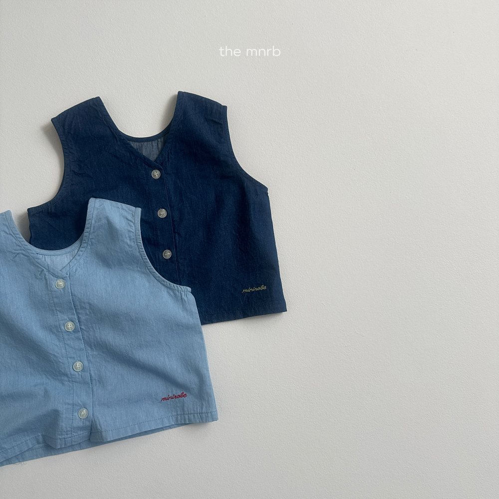 MINI ROBE-藍色排扣背心