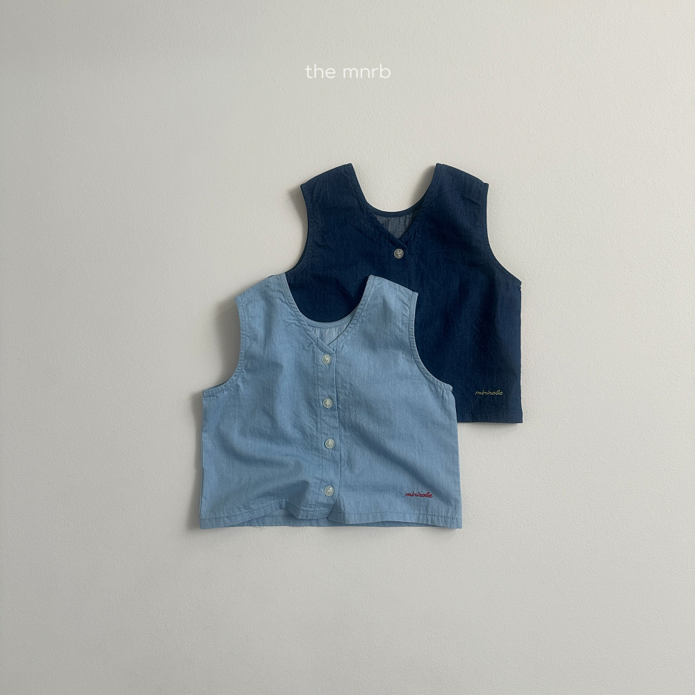 MINI ROBE-藍色排扣背心