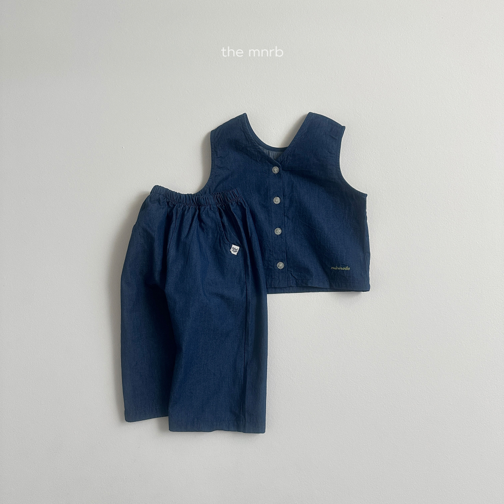 MINI ROBE-藍色排扣背心