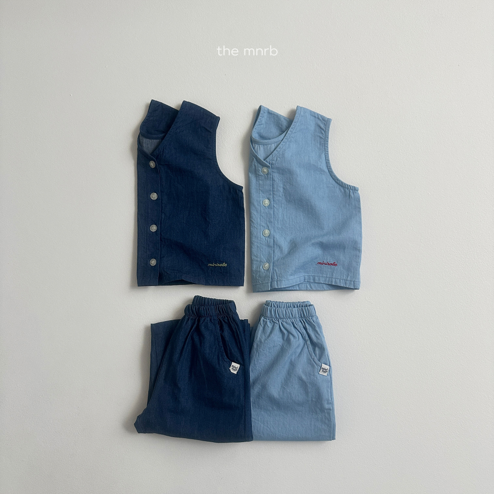 MINI ROBE-藍色排扣背心