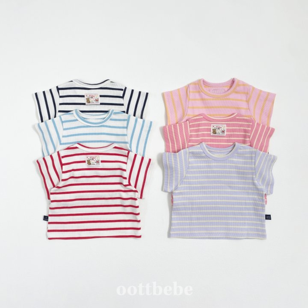oottbebe-寶寶款1+1短袖兩件組(素色+條紋)
